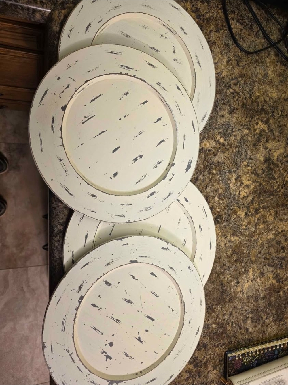 Rustic Distressed White Decorative Charger Plate - Set of 4